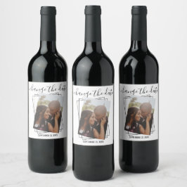 Etiqueta Para Botella De Vino Cambiar la fecha del Boda fotográfico de tipografí