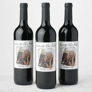 Etiqueta Para Botella De Vino Cambiar la fecha del Boda fotográfico de tipografí