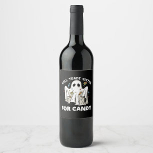 Etiqueta Para Botella De Vino cambiaré a hermana por dulce lindo fantasma de hal