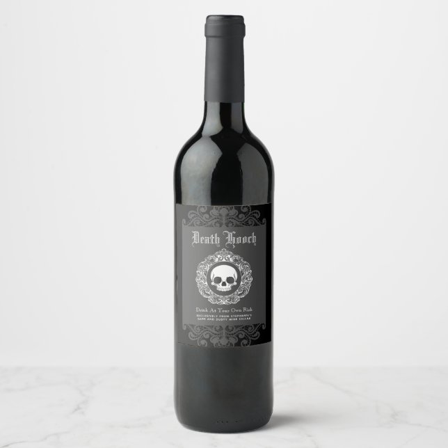 Etiqueta Para Botella De Vino Cameo de cráneo victoriano (Anverso)
