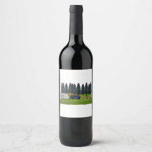 Etiqueta Para Botella De Vino Camión con caravana de remolque en el campamento d