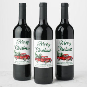 Etiqueta Para Botella De Vino Camión cosmético navideño
