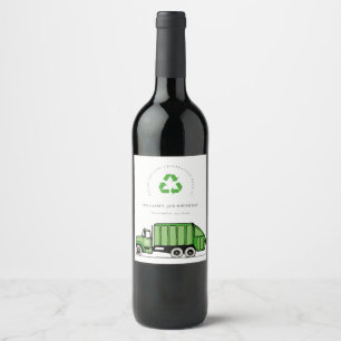 Etiqueta Para Botella De Vino Camión de basura verde lindo niños de cualquier ed