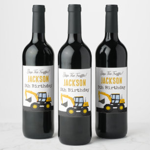 Etiqueta Para Botella De Vino Camión de Construcción Cumpleaños   Decoración Per