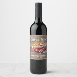 Etiqueta Para Botella De Vino Camión de cosecha rústica | Bodas de otoño persona