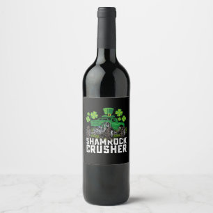 Etiqueta Para Botella De Vino Camión Monstruo del Día de los Simpatizantes Crush