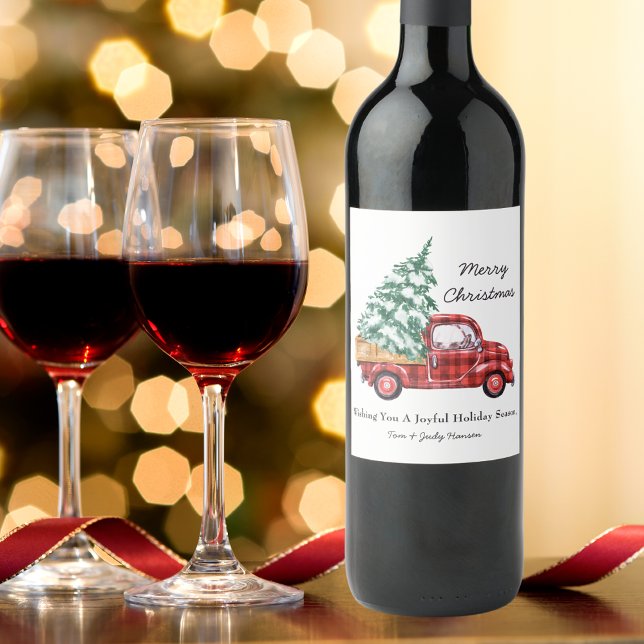 Etiqueta Para Botella De Vino Camión Rojo Feliz Navidad (Subido por el creador)