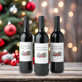 Etiqueta Para Botella De Vino Camión Rojo Vintage de ovejas rusticas