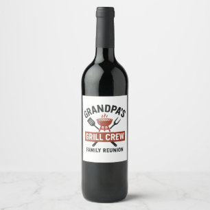 Etiqueta Para Botella De Vino Camiseta de la cuadrilla de la parrilla de Abuelo