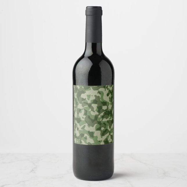 Etiqueta Para Botella De Vino Camo verde (Anverso)
