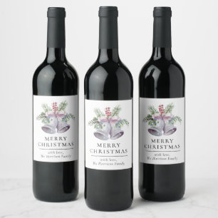 Etiqueta Para Botella De Vino Campana de Navidad de Moda Fiesta Elegante Fiestas