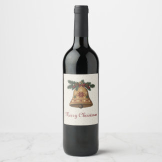 Etiqueta Para Botella De Vino Campana de Navidad nórdica con estrella de arte po