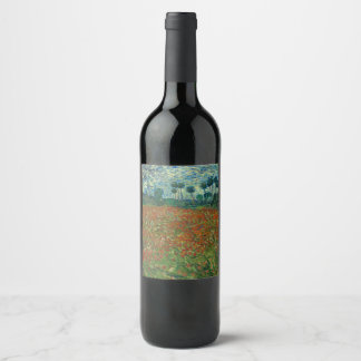 Etiqueta Para Botella De Vino Campo de amapola de Vincent van Gogh Bella Artes