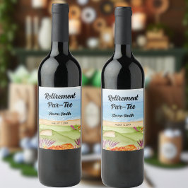 Etiqueta Para Botella De Vino Campo de Golf de Retiro junto a la Playa 