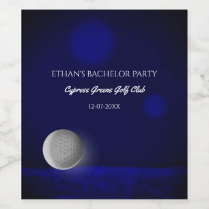 Etiqueta Para Botella De Vino Campo de golf Golfer Bacheler party blue golf ball
