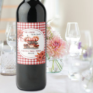 Etiqueta Para Botella De Vino Campo Picnic Gingham Bridal Shower