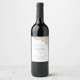 Etiqueta Para Botella De Vino Campos de Boda Country Azul en Polvo
