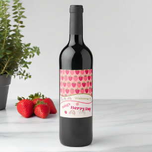 Etiqueta Para Botella De Vino Campos de fresa Delight Birday