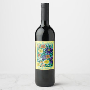 Etiqueta Para Botella De Vino Campos de Montaña de Verano Vidrio Agua de Acero