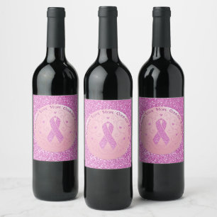 Etiqueta Para Botella De Vino Cáncer de mama de cinta rosada