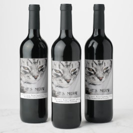 Etiqueta Para Botella De Vino Canciones de Personalizado de miau de gato enmasca