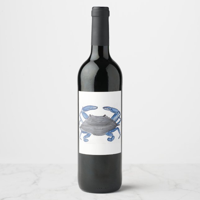 Etiqueta Para Botella De Vino Cangrejo azul (Anverso)