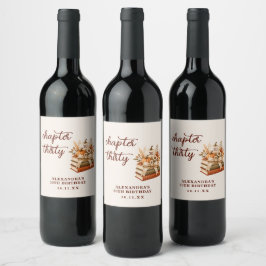 Etiqueta Para Botella De Vino Capítulo 30 Cumpleaños 30 Libro de Otoño Calabaza