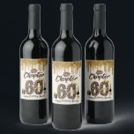 Etiqueta Para Botella De Vino Capítulo 60 Leopard Print 70th Birthday Queen Gold<br><div class="desc">Capítulo 60 Leopard Print Birthday Queen Relieve metalizado dorado y diseño de goteo Purpurina Sassy a 60! con este 60 cumpleaños Diseño con capítulo 70 centrado con Leopard Print Número 60. Texto "Chapter 60" con labios de besos de lápiz labial marrón. Caja de regalo de oro y negro, botella de...</div>