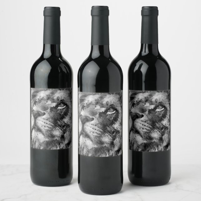 Etiqueta Para Botella De Vino Cara de León Plácida Plata (Botellas)