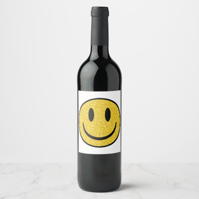 Etiqueta Para Botella De Vino Cara de sonrisa purpurina (Anverso)