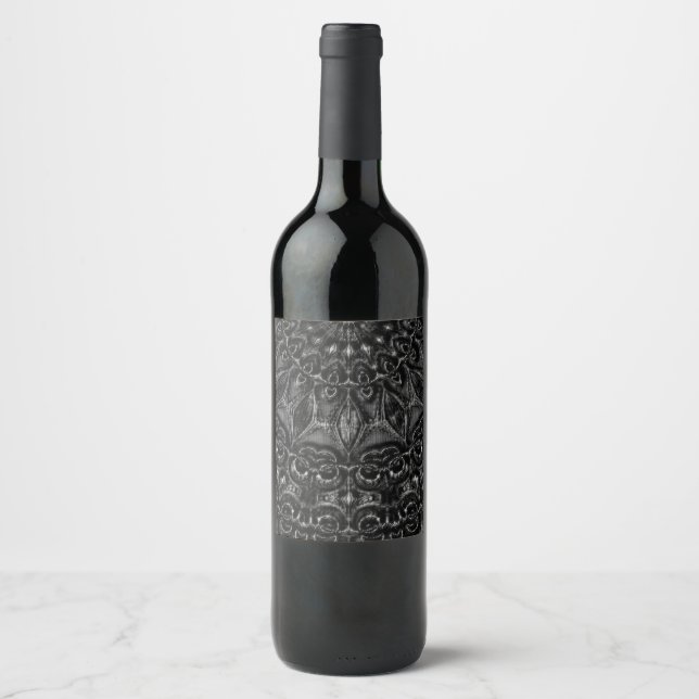 Etiqueta Para Botella De Vino Carbón Mandala (Anverso)