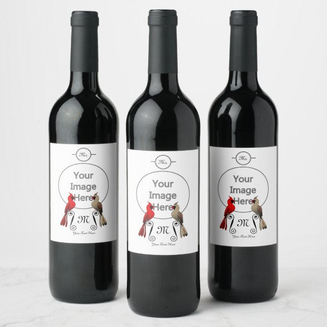 Etiqueta Para Botella De Vino Cardenal norte SongBird (Botellas)