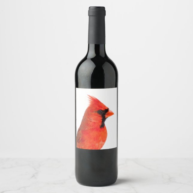 Etiqueta Para Botella De Vino Cardenal rojo Bird (Anverso)