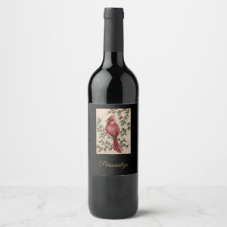 Etiqueta Para Botella De Vino Cardenales rojos y mentes