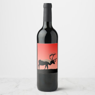 Etiqueta Para Botella De Vino Caribou at Sunset - Arte original de la vida salva