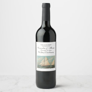 Etiqueta Para Botella De Vino Carreras Náutica de Yates Vintage #1