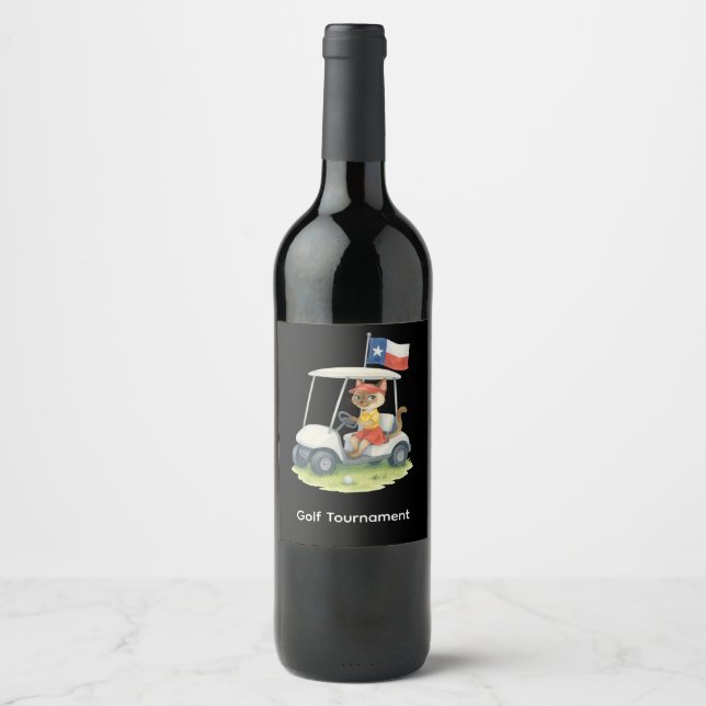 Etiqueta Para Botella De Vino Carro de golf de Texas (Anverso)