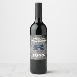 Etiqueta Para Botella De Vino Carta azul R Monograma de Reunión de Familia Rusa