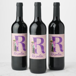 Etiqueta Para Botella De Vino Carta ilustrada de Campy Purple Shimmer R