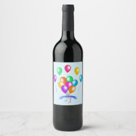 Etiqueta Para Botella De Vino Cartel de cumpleaños feliz con globos festivos bri