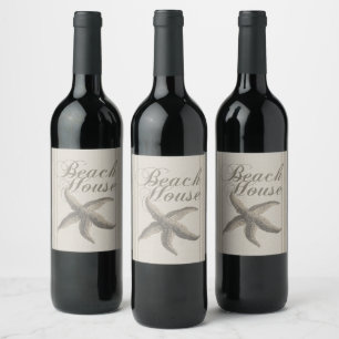 Etiqueta Para Botella De Vino Casa de Playa Estrella de Mar Costa Ribera