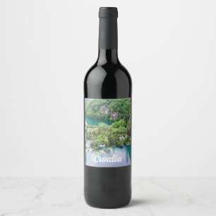Etiqueta Para Botella De Vino Cascada de cascada en el Parque de los Lagos de Pl