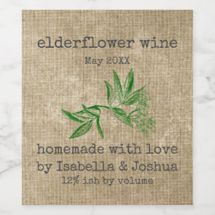 Etiqueta Para Botella De Vino Casero con amor Sello de vino de Elderflower