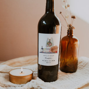 Etiqueta Para Botella De Vino Cata de Vinos Elegante   Desayuno Nupcial al Aire 