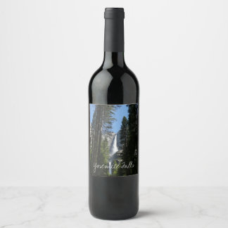 Etiqueta Para Botella De Vino Cataratas Yosemite y paisajes de Woods fotográfico