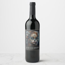Etiqueta Para Botella De Vino Catrina Azul