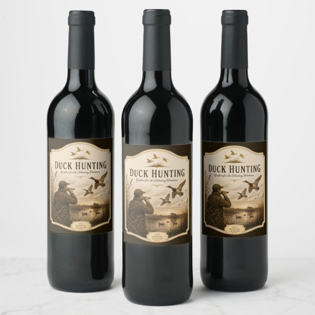 Etiqueta Para Botella De Vino Caza de patos  (Botellas)