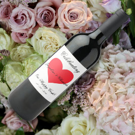 Etiqueta Para Botella De Vino Celebra Un Par De Sencillo Corazón Rojo Personaliz