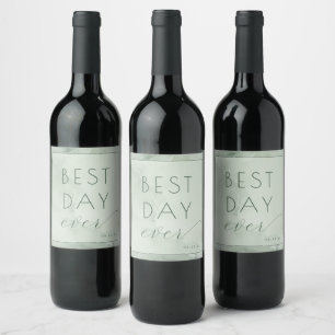 Etiqueta Para Botella De Vino Celebración alegre de acuarela verde
