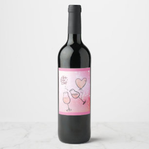 Etiqueta Para Botella De Vino Celebración de Champán de la copa de vino del
